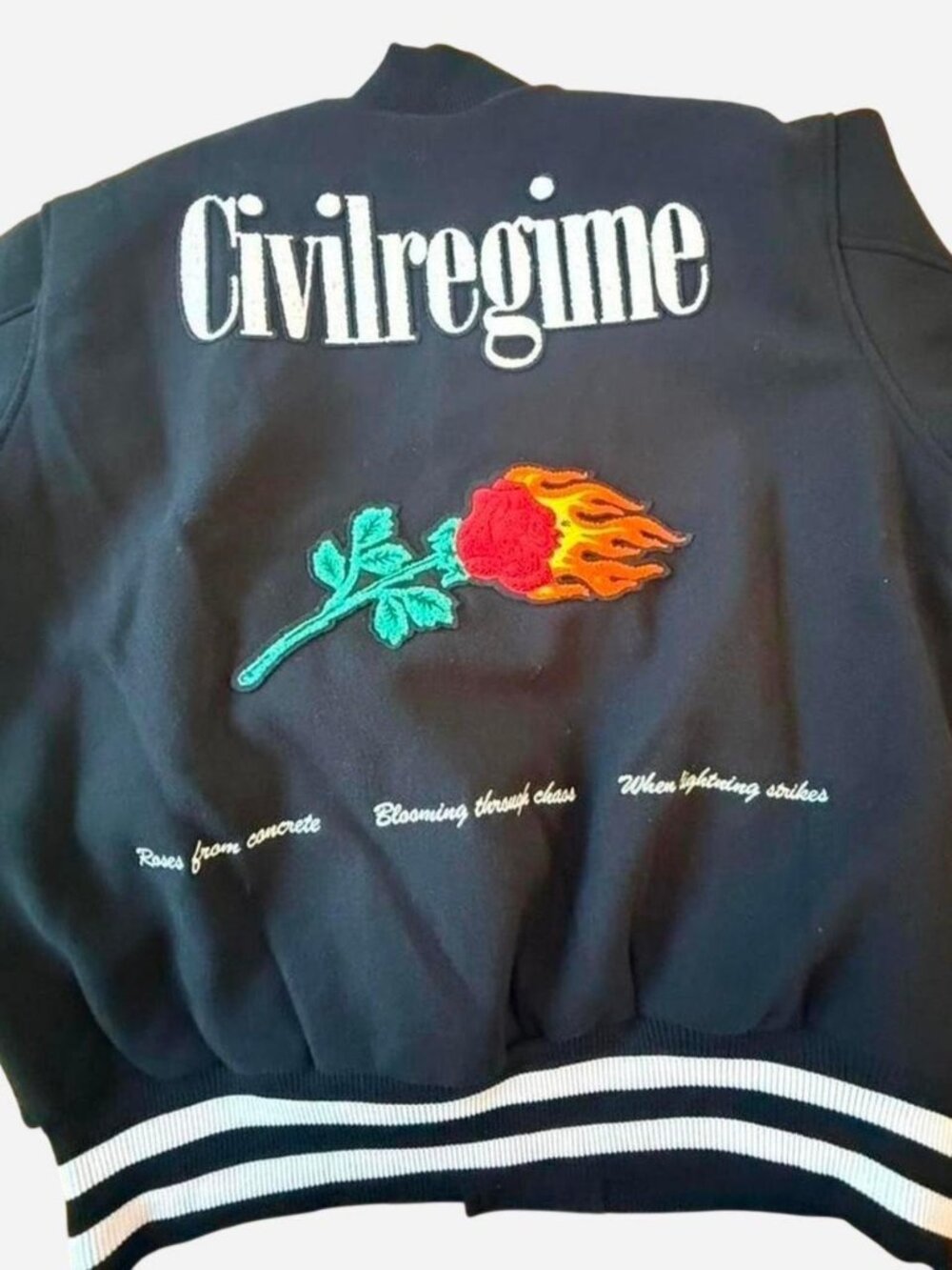 Civil Regime Night Strikes Varsity Jacket in Black